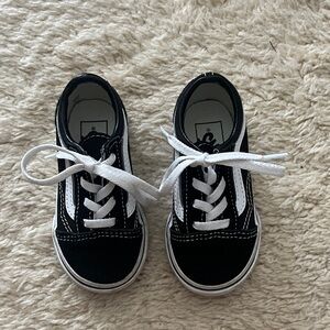 Vans Kids Black & White Canvas Lace-Up Sneakers